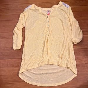 Yellow lace shoulder blouse